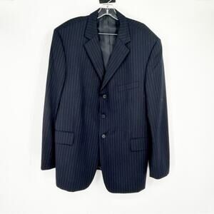 J. CREW Navy Pinstripe‎ Blazer Size 46R Business Casual 100% Wool